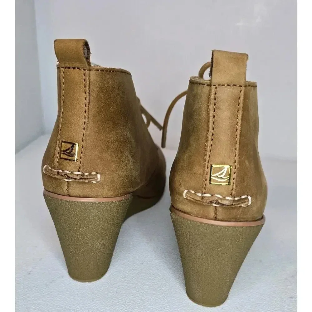 Sperry Women's Harlow Cognac Ankle Boot Nubuck Leather Size 6.5 B